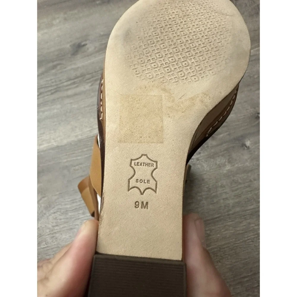 Tory Burch Selby Wedge Sandal Two Tone Brown Size 9